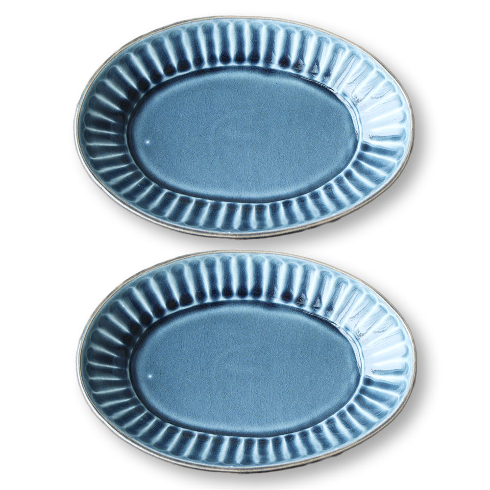 選べる4色 2枚set 益子焼 わかさま 暮らしの器 楕円皿 皿 プレート