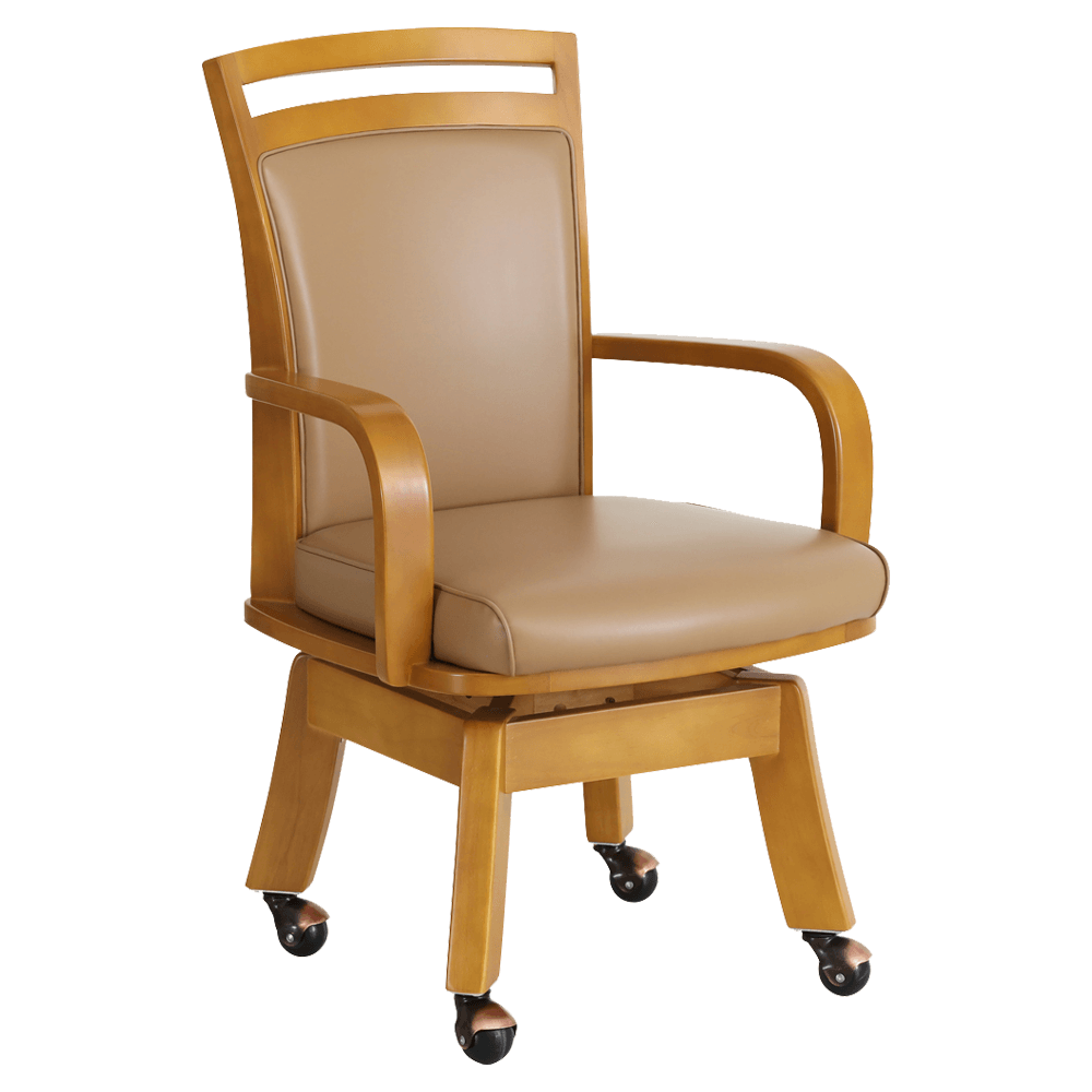 貞苅椅子製作所 ダイニングチェア 回転椅子 キャスター付 座面高43 肘