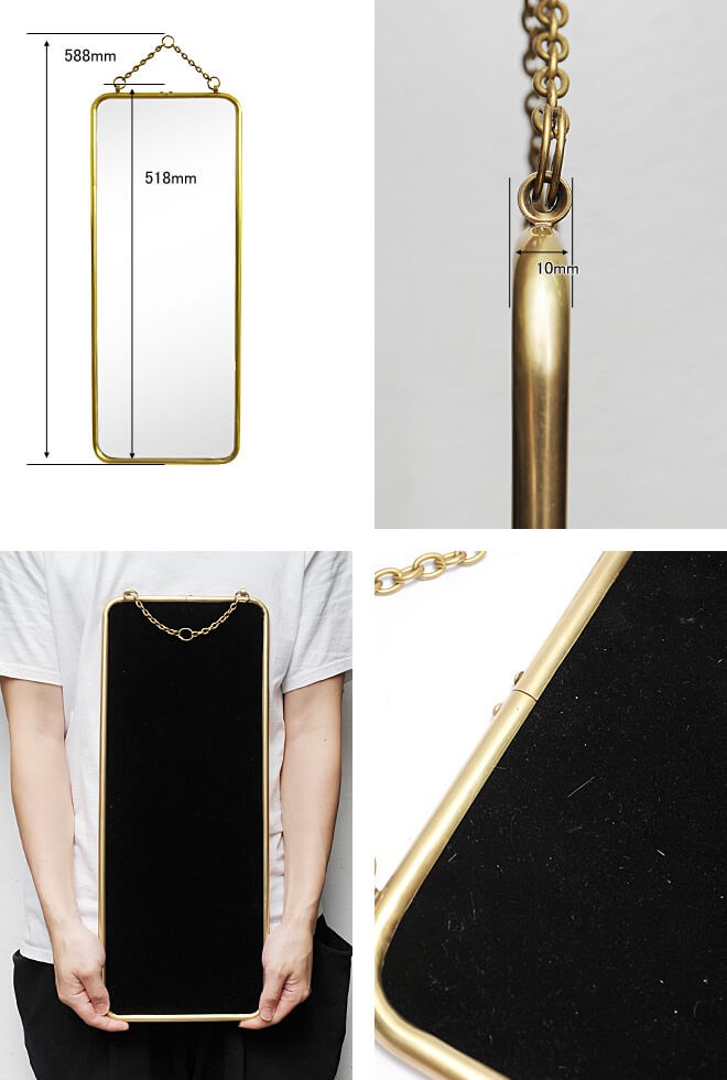 鏡 壁掛け ミラー おしゃれ 真鍮 フィッティング用 レトロ