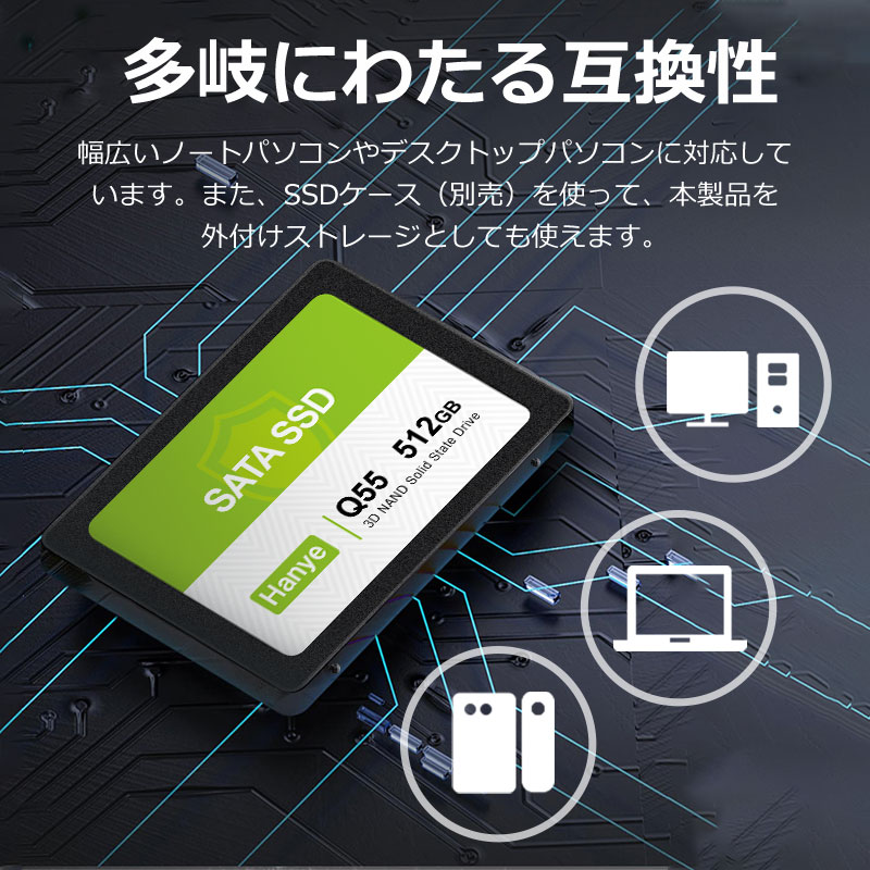 Hanye Hanye SSD 512GB 内蔵型 2.5インチ 7mm SATAIII 6Gb/s 550MB/s