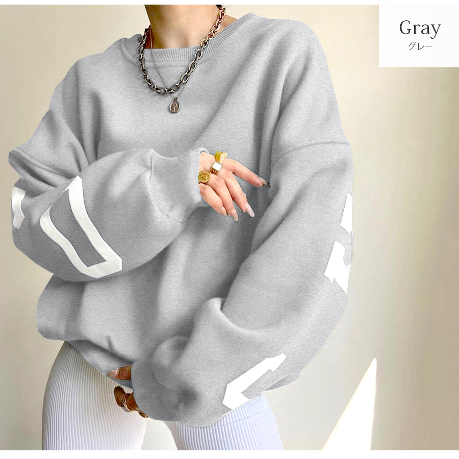 スウェット 裏起毛 バックロゴ トレーナー グレー ダークグレー レッド