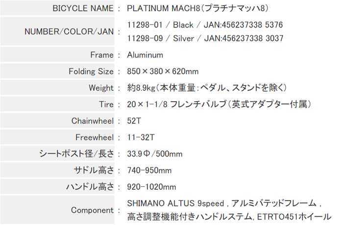 ルノー（RENAULT） プラチナマッハ8 RENAULT PLATINUM MACH8 20インチ