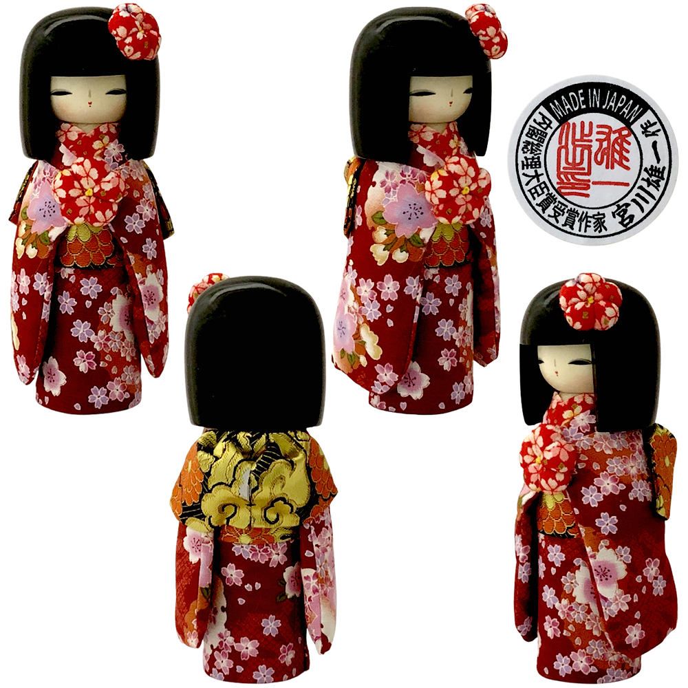 こけし 京美人 赤い着物 コケシ 人形 創作こけし 木製 日本製 日本のお