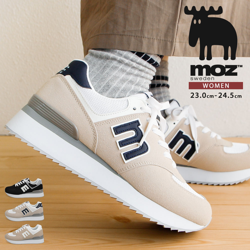 moz（モズ） 厚底 スニーカー レディース 黒 ローカット カジュアル