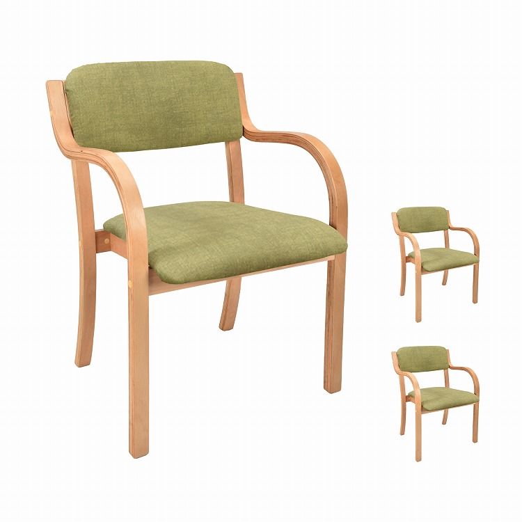 ダイニングチェア 3脚セット 介護椅子 肘付き 木製 レザー 肘掛け椅子