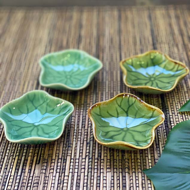 ソースディッシュ 小皿 セット ハスの葉 2個1セット 2色 グリーン