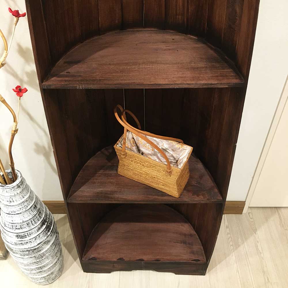 ボート型 船型 ラック 棚 4段 H195cm 木製 白 飾り棚 バリ家具