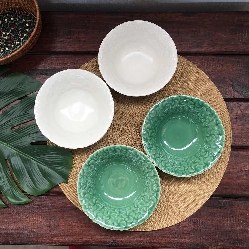 ジェンガラ サラダボウル セット 2個1セット 陶器 2色 青緑 白 バリ