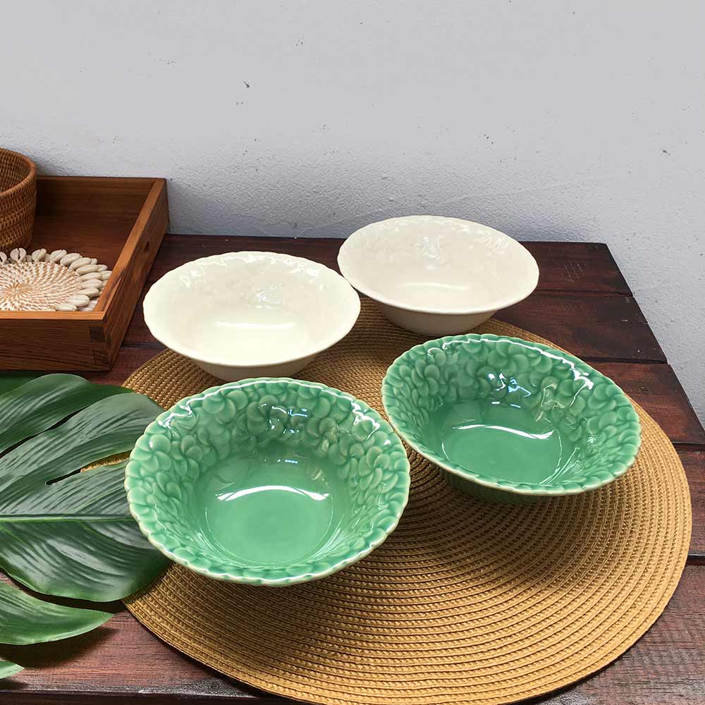 ジェンガラ サラダボウル セット 2個1セット 陶器 2色 青緑 白 バリ