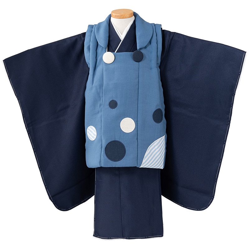 七五三 着物 男の子 3歳 2歳 被布 セット オフ白 黒 濃紺 グレー 紫 青