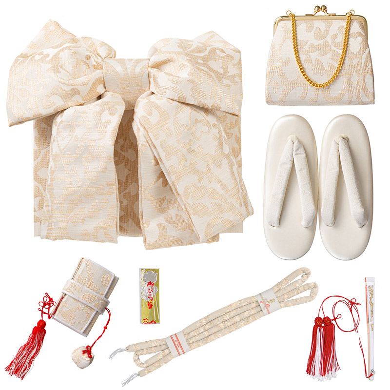 七五三女の子小物 結び帯はこせこ 7点セット 7才 レース ホワイト