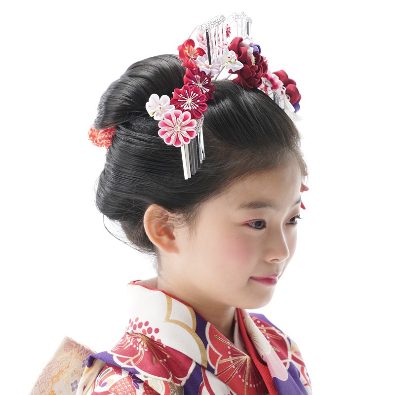 京都瑠璃雛菊 七五三 髪飾り 7歳 七歳 日本髪 3点セット 「牡丹