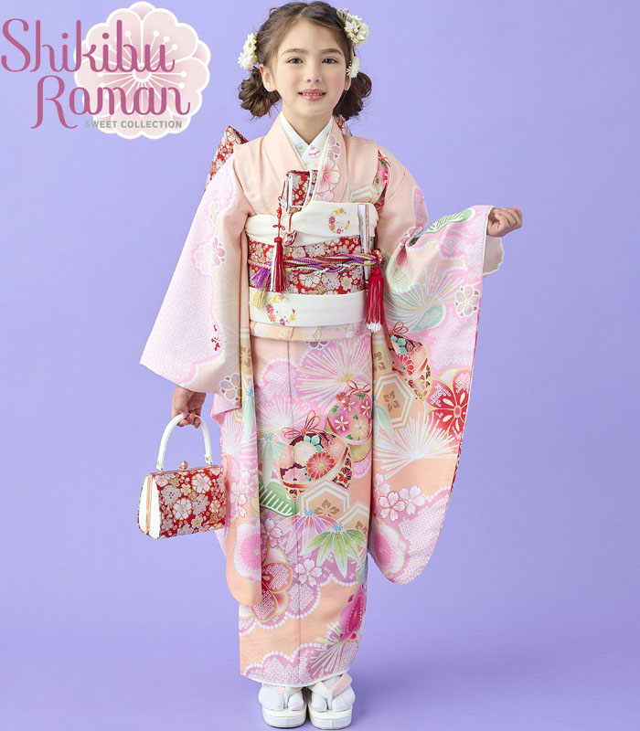 七五三 着物 7歳 女の子 着物フルセット 式部浪漫 ブランド 絵羽柄 梅