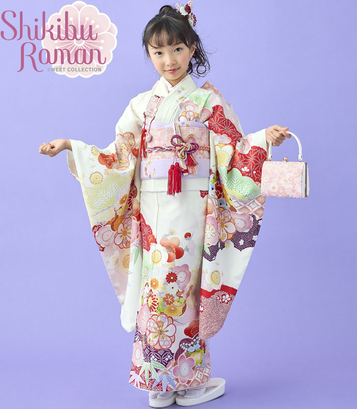 七五三 着物 7歳 女の子 着物フルセット 式部浪漫 ブランド 絵羽柄 梅