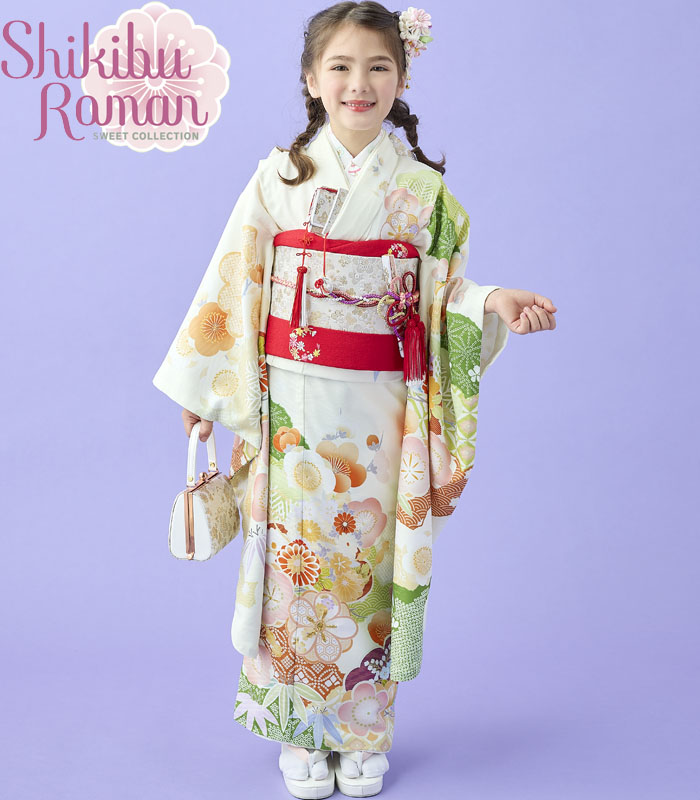 七五三 着物 7歳 女の子 着物フルセット 式部浪漫 ブランド 絵羽柄 梅
