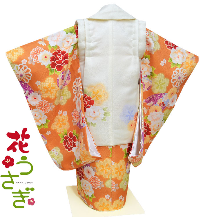 七五三 着物 3歳 女の子 被布セット 花うさぎ ブランド クリーム