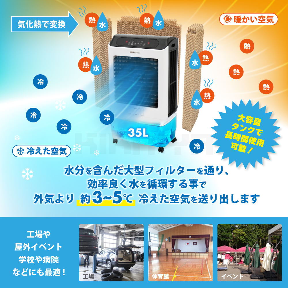 KIKAIYA（キカイヤ） 大型冷風機 業務用 冷風扇 35L すごひえ 節電