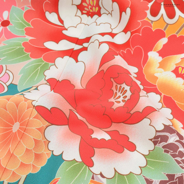 七五三 7歳 四つ身着物フルセット「扇面にまり 水色」女の子 7才 女児