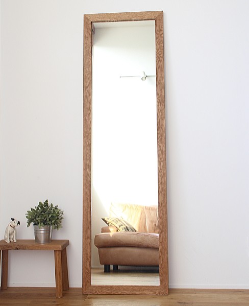 姿見 壁掛け 全身鏡 おしゃれ 姿見鏡 /オーク 170cm×50cm/ 木枠 鏡