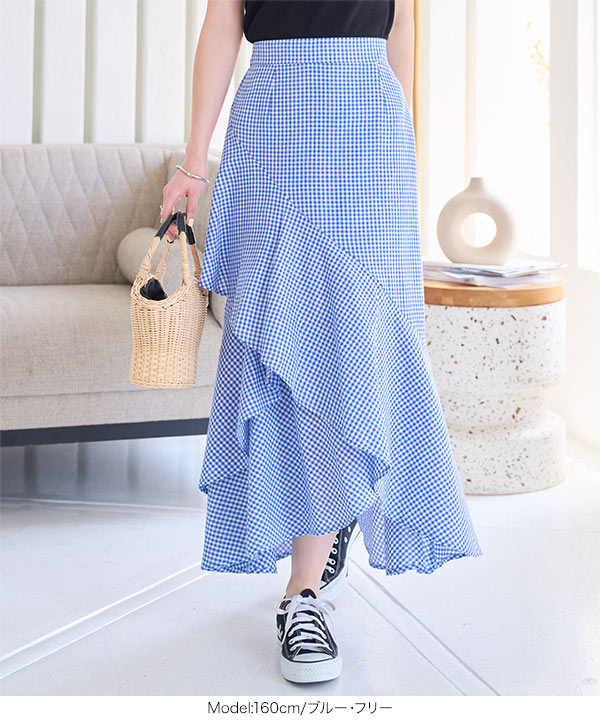 KOBE LETTUCE（神戸レタス） スカート ロング フリルチェックスカート
