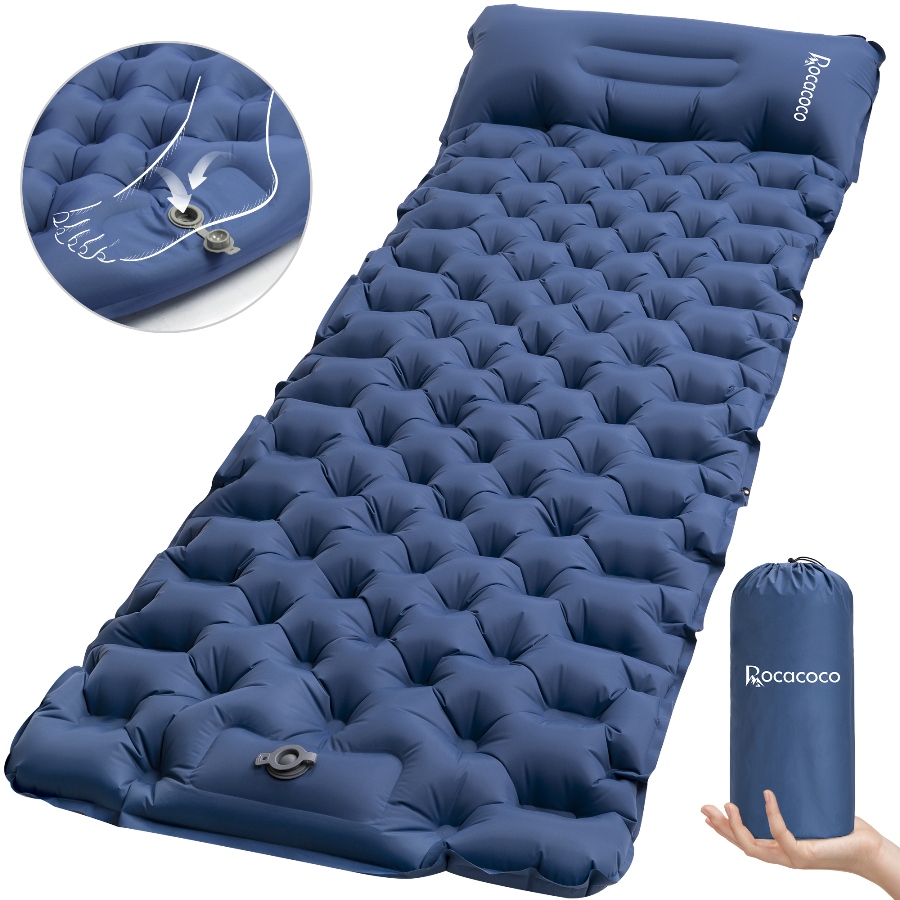 エアーマット 【1年間保証】10cm厚さ 広幅70cm キャンプマット 足踏み