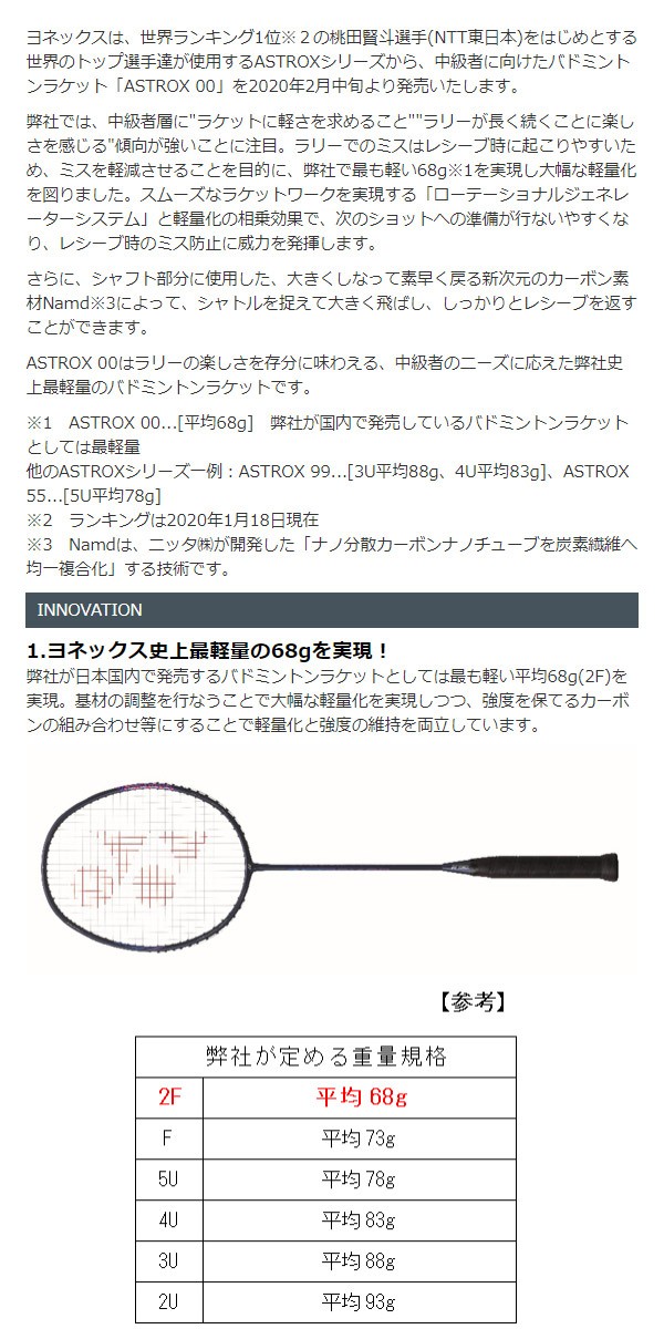 YONEX（ヨネックス） バドミントンラケット アストロクス00 ダブルゼロ