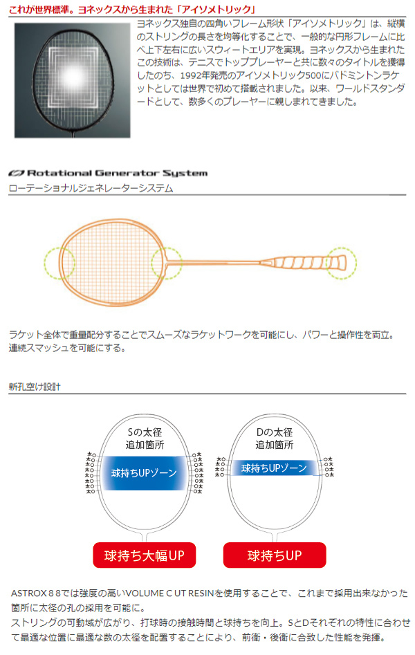 YONEX（ヨネックス） バドミントンラケット アストロクス88Dゲーム
