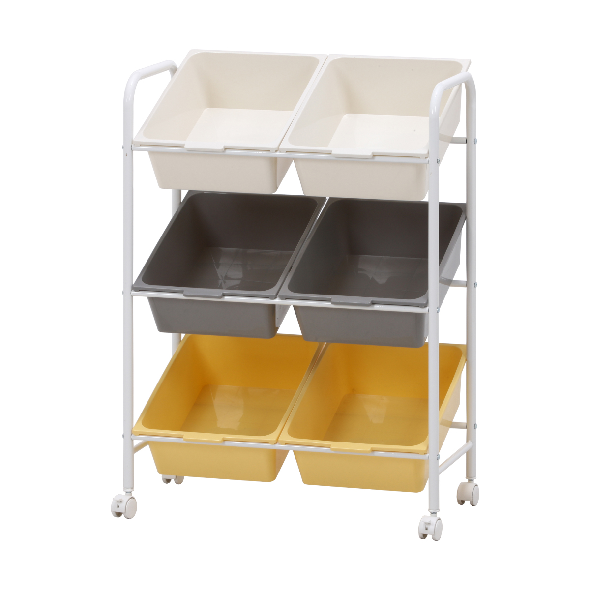 キッズラック 6マス キャスター付き 幅61cm 引出し 3段 大容量 キッズ