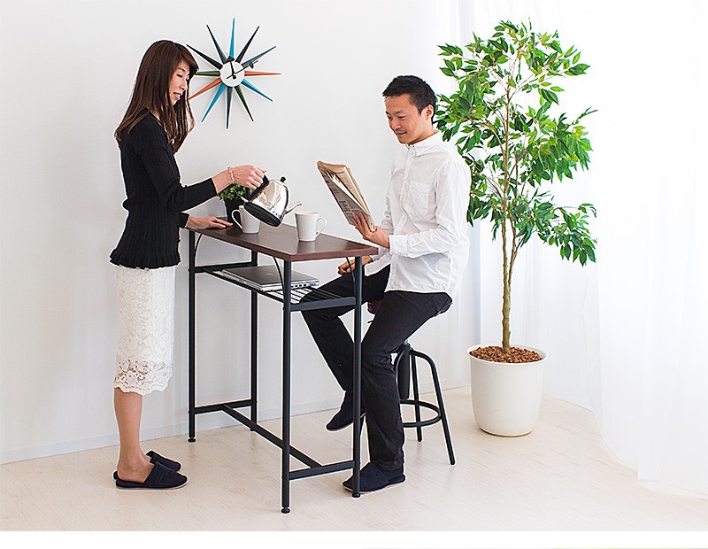 葉山ガーデン オーク材 収納付き カウンターテーブル 幅90cm ホームバー