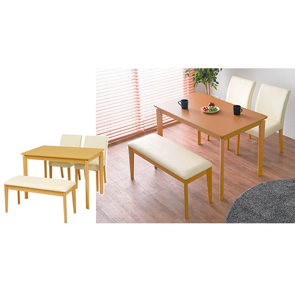 ダイニングセット 4人用 ダイニングテーブル 椅子 2脚 ベンチ グレー