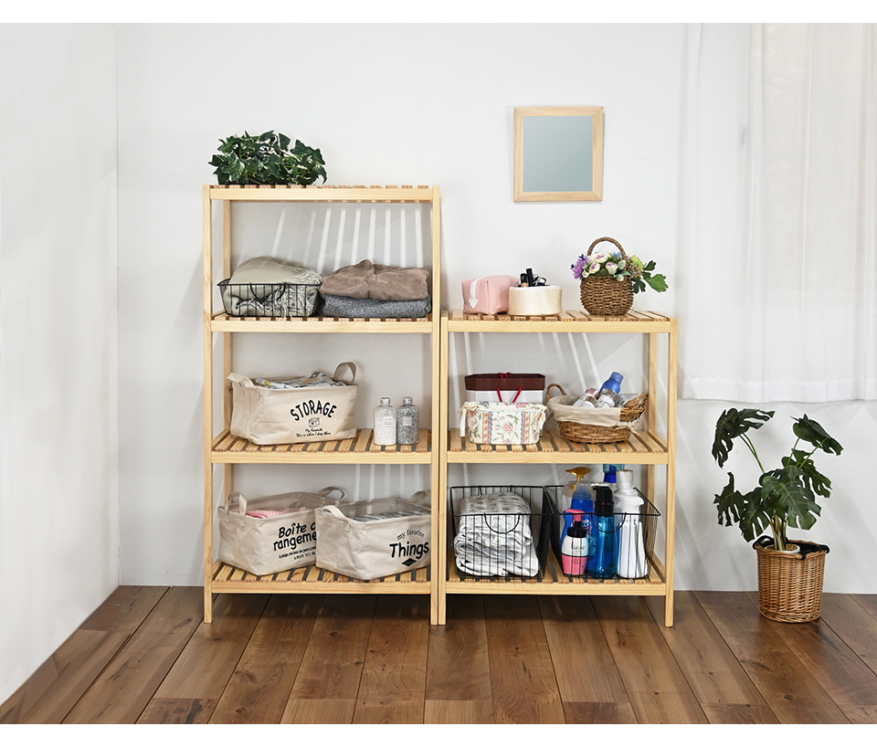 シェルフ 4段 幅60 天然木 ウッドラック オープンラック 棚 ナチュラル