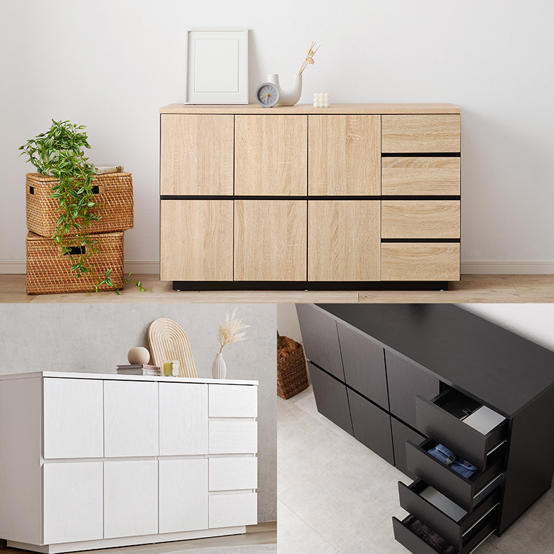 HAGiHARA（萩原） キャビネット 木製 白 北欧 サイドボード リビング