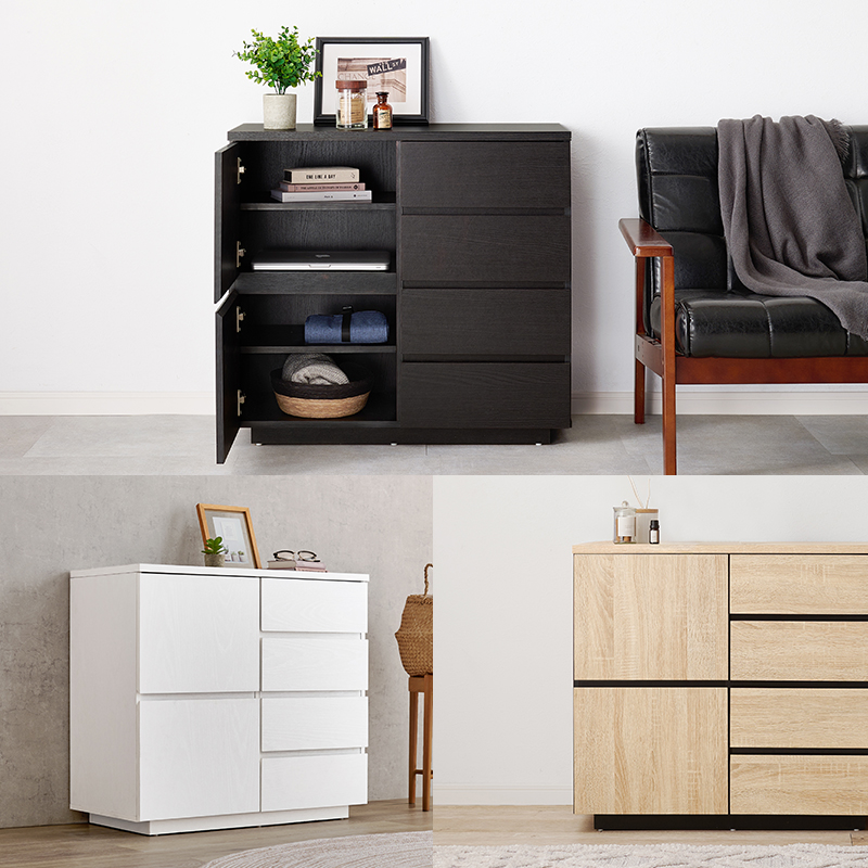 HAGiHARA（萩原） キャビネット 木製 白 北欧 サイドボード リビング