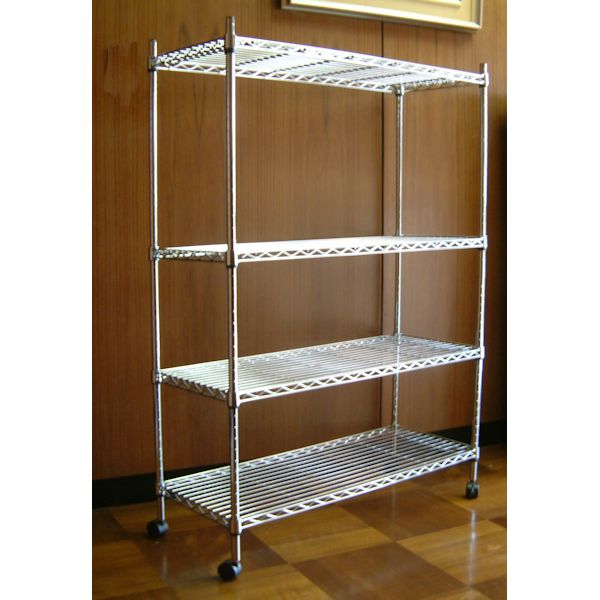 メタルシェルフ スチールラック キャスター付 4段 幅90 奥行き35 高さ