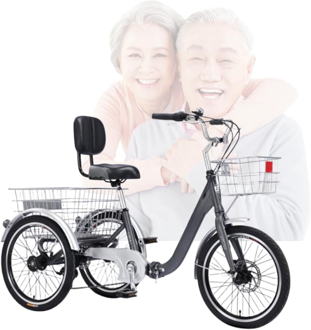 折りたたみ三輪車、高齢者用自転車、三輪クルーザー、20インチ7段変速