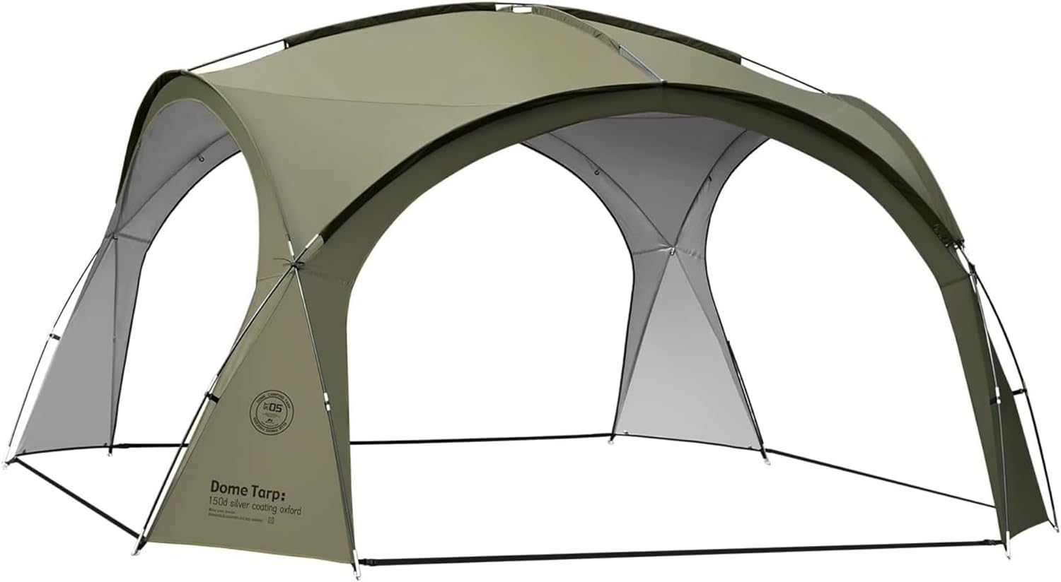 ドームタープ、150D 軽量 オックスフォード 防風耐水圧3000mm シルバー