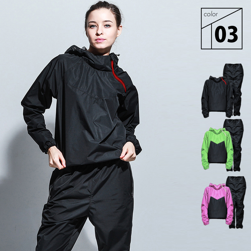 サウナスーツ レディース エクササイズ 上下セット 発汗 M L XL