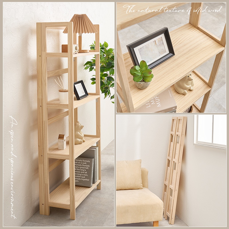 HAGiHARA（萩原） 収納ラック 畳める 収納棚 幅50cm 4段タイプ