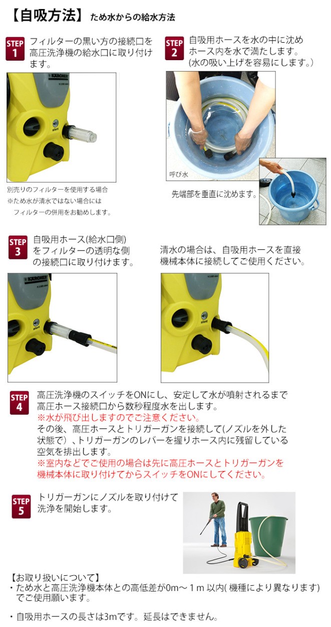 ケルヒャー（KARCHER） 高圧洗浄機用 アクセサリー 自吸用ホース