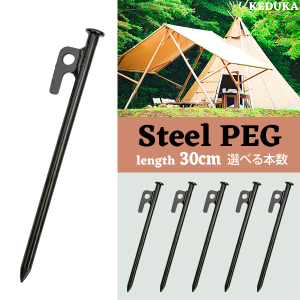 スチールペグ ペグ 選べる本数 30cm 12本 16本 引抜穴 テント タープ