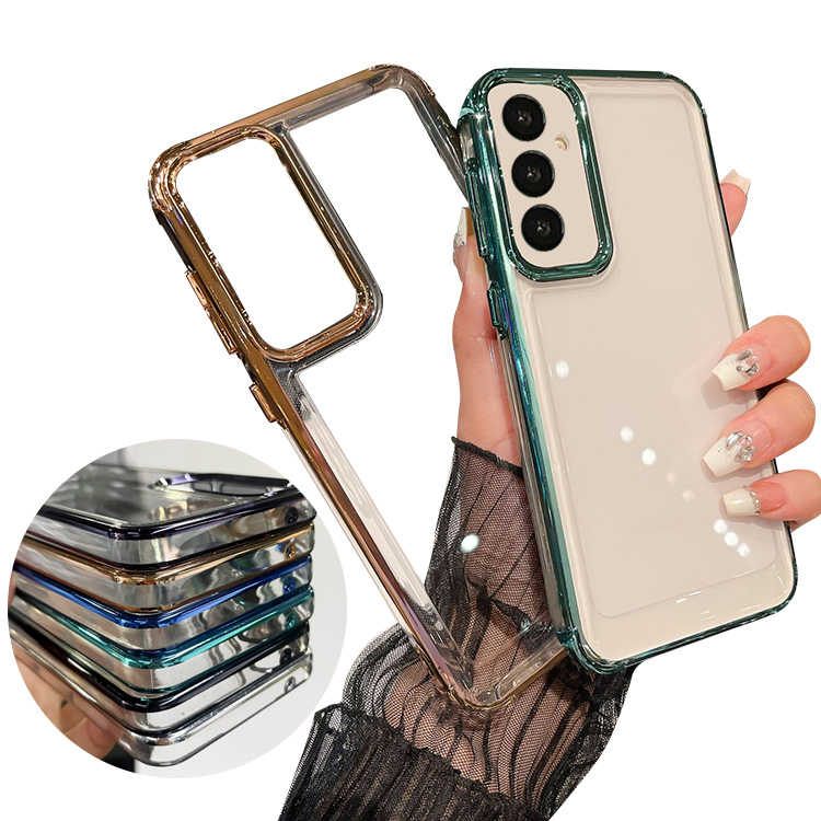 Galaxy A55 5G クリアケース カバー メッキ 透明 シンプル ストラップ