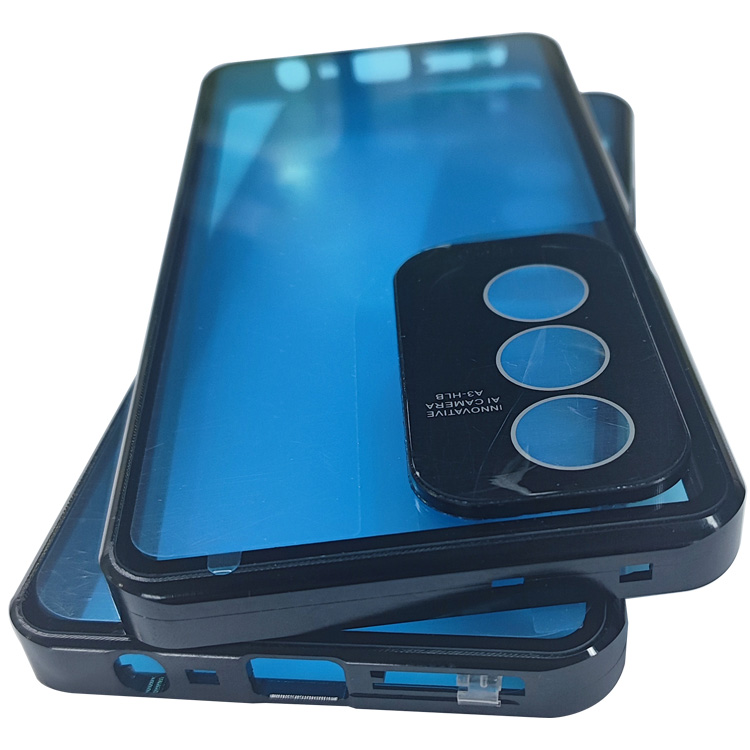 OPPO A3 5G ケース アルミ バンパー カバー 前後強化ガラス かっこいい