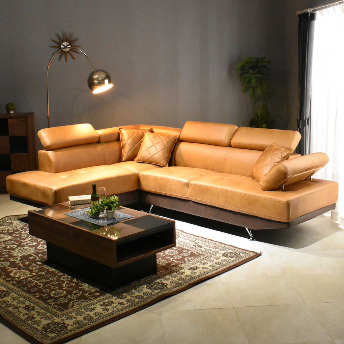 開梱設置付 ソファー 新素材ファブリック カウチソファー 3人掛け