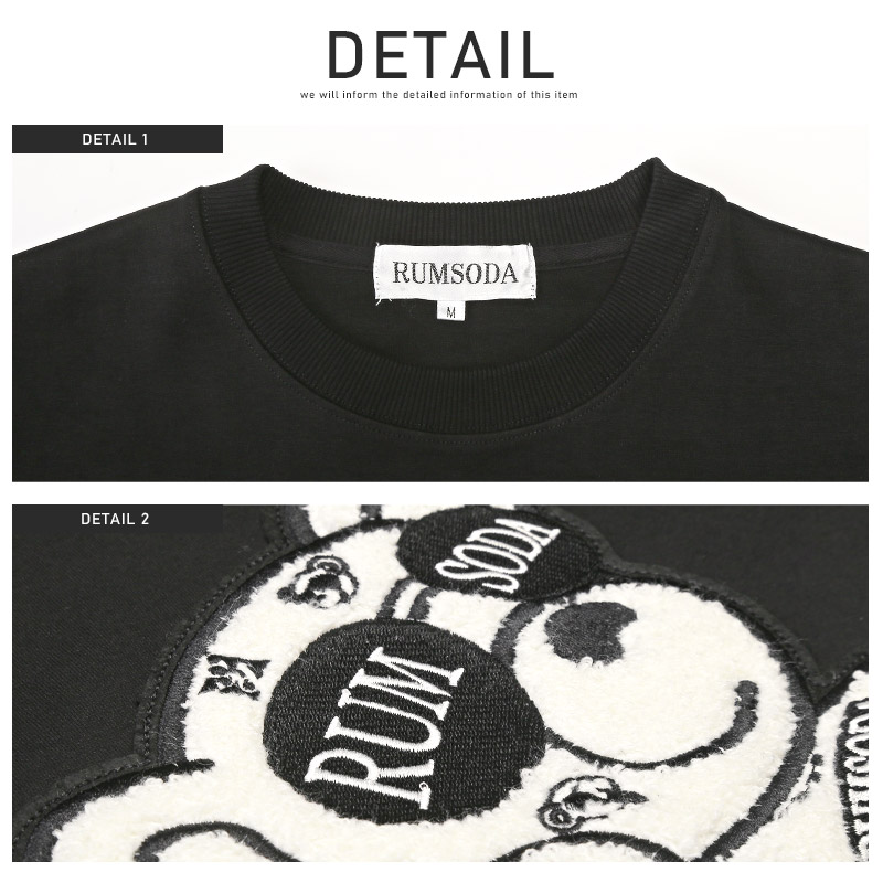 トレーナー メンズ スウェット ベア ワッペン リブ ロゴ サガラ刺繍