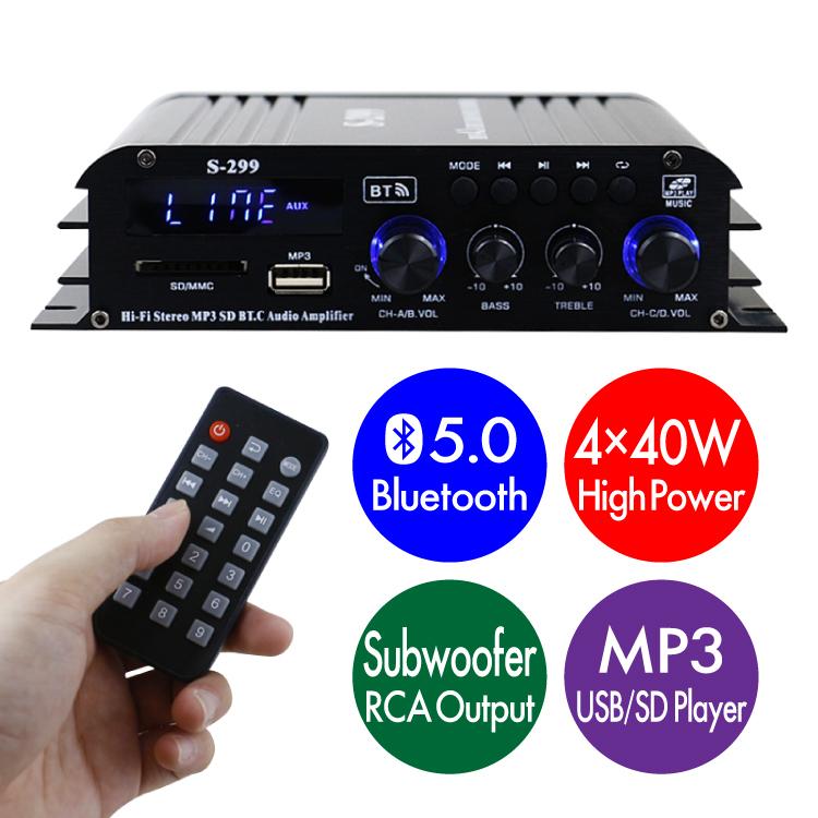 Bluetooth5.0対応 4.1chサラウンドアンプ 4×40W＋RCAサブウーファー