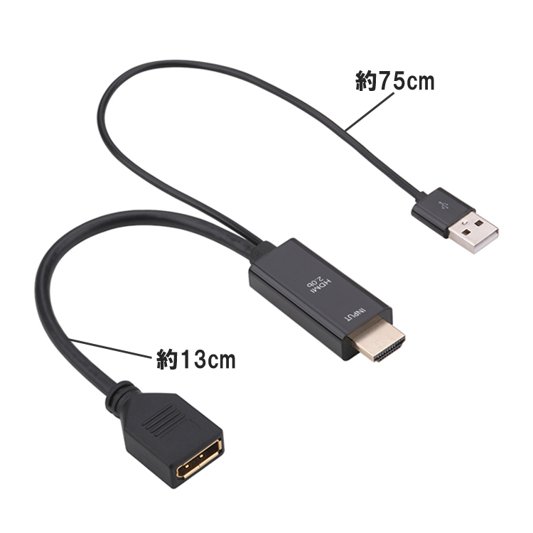 HDMI to DisplayPort 変換アダプタ オス ディスプレイポート メス 変換