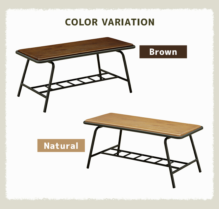 ダイニングベンチ 天然木 ベンチチェア 幅105cm 木製 木目 スチール脚