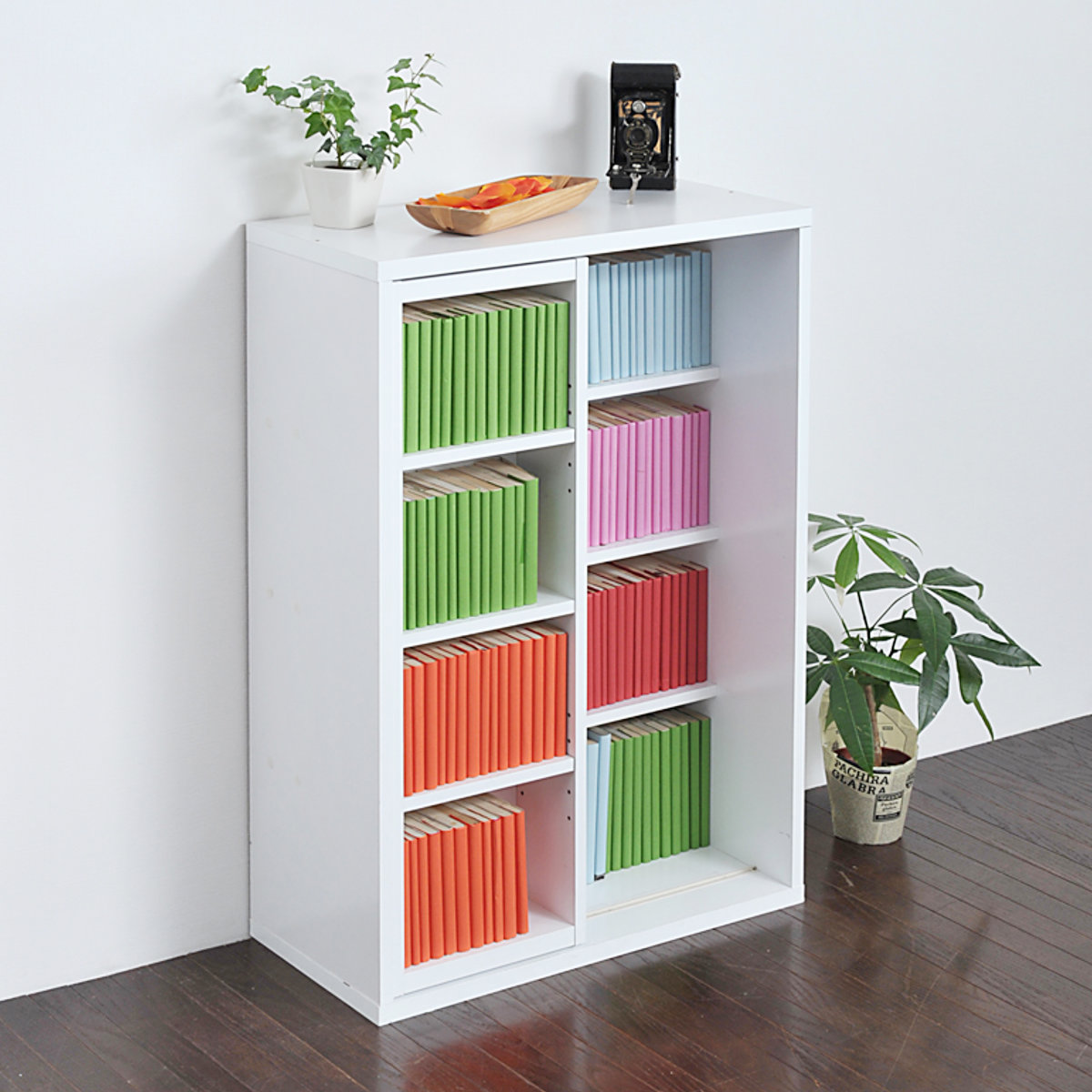 本棚 幅60cm 4段 スライド書棚 ボックスラックシリーズ （ 書棚