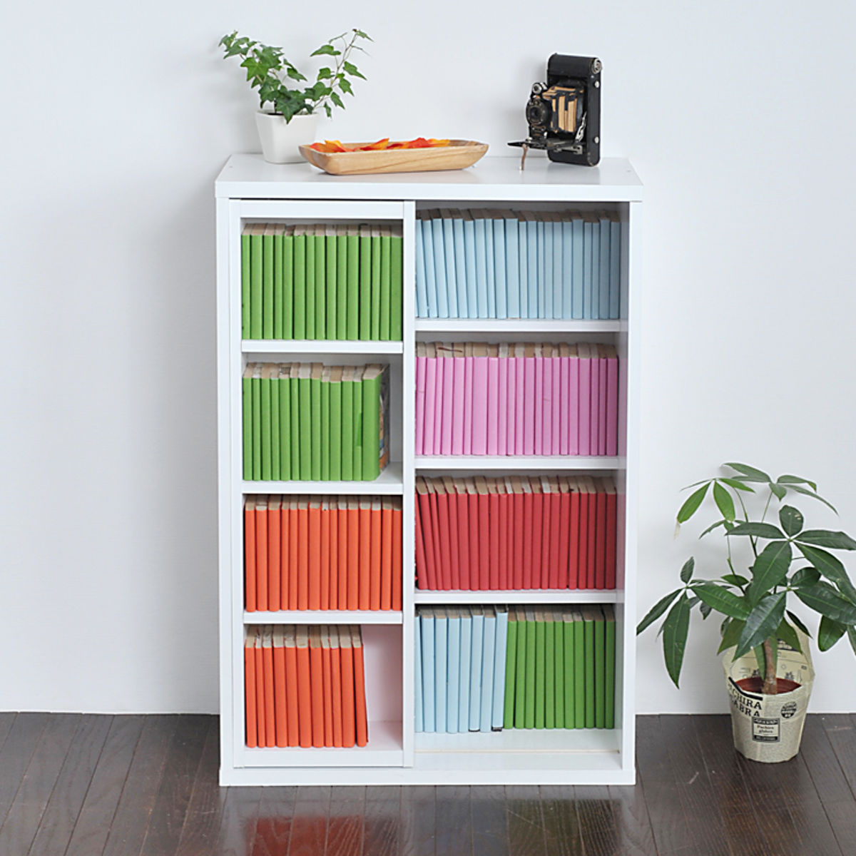 本棚 幅60cm 4段 スライド書棚 ボックスラックシリーズ （ 書棚