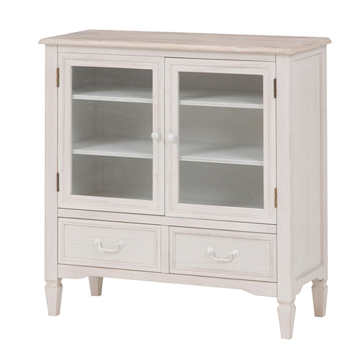 キャビネット 幅80cm 姫系 木製 アンティーク調 ブロカント